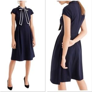 J. Crew Dress Navy Bow Collar NWT